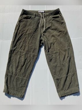 Monet Skateboards Clipper Pants Mens 32 (36) Green Corduroy Double Knee Cotton